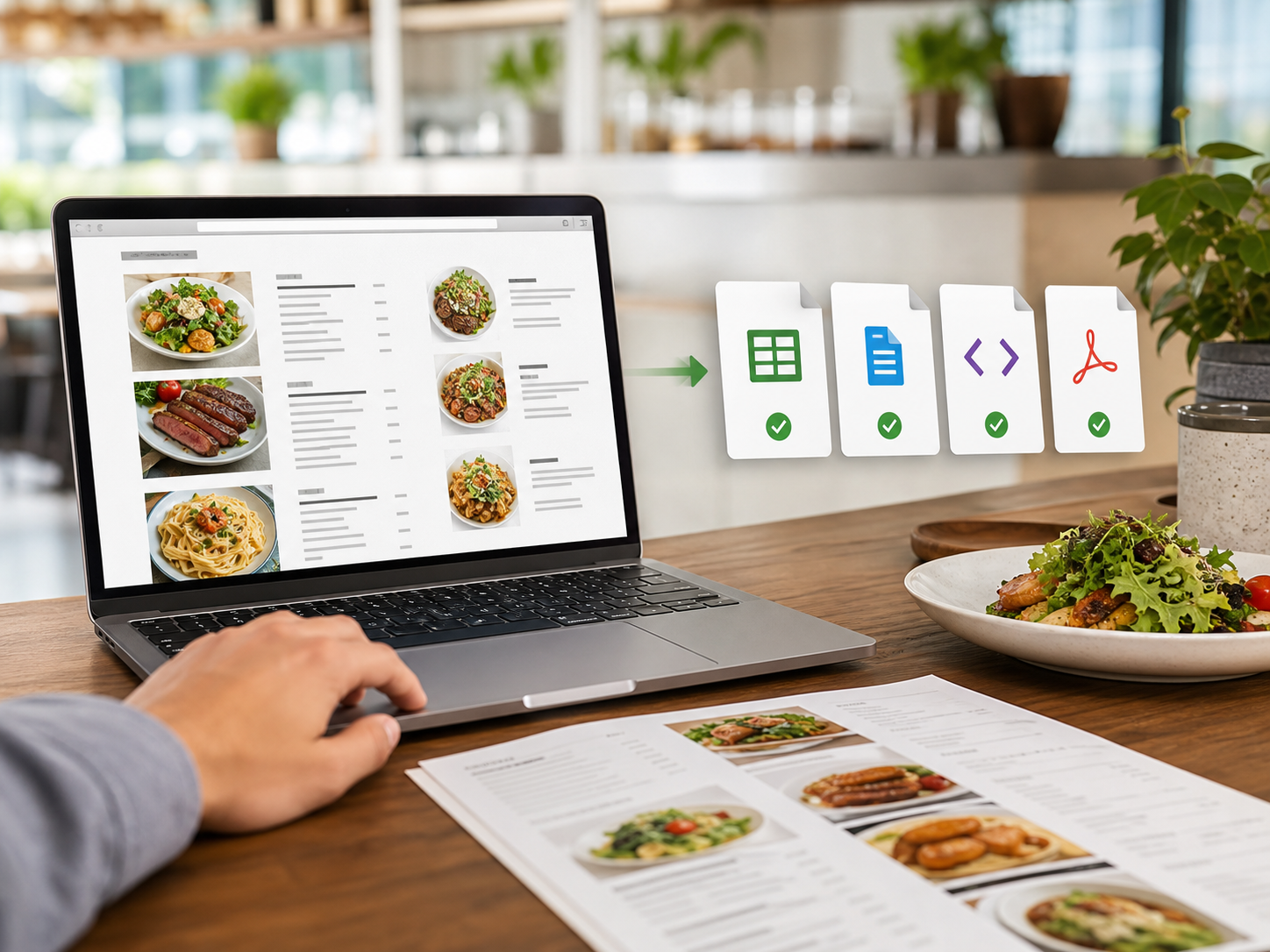 Restaurant menu page converted into clean export files